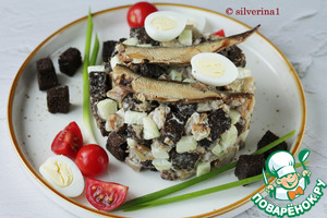 Салат из баклажанов и бородинского хлеба
