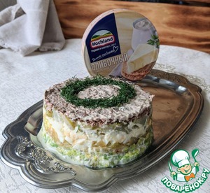 Салат из печени с сырным майонезом