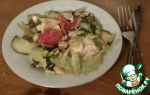 Салат с грейпфрутом, мятой и моцареллой Салат с грейпфрутом, мятой и моцареллой