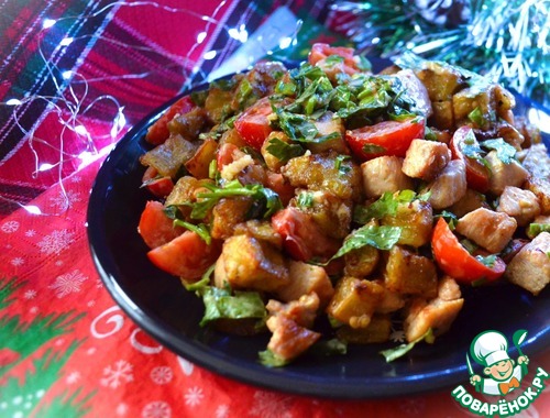 Салат с индейкой и хрустящими баклажанами Салат с индейкой и хрустящими баклажанами