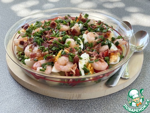 Салат с картофелем, креветками и беконом Салат с картофелем, креветками и беконом