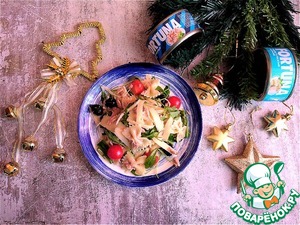 Салат с консервированным тунцом и фарфалле Салат с консервированным тунцом и фарфалле