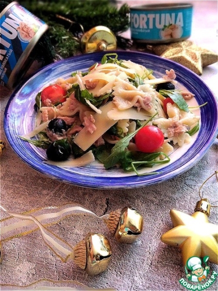 Салат с консервированным тунцом и фарфалле Салат с консервированным тунцом и фарфалле