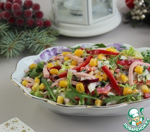 Салат с пекинской капустой и колбасой Салат с пекинской капустой и колбасой