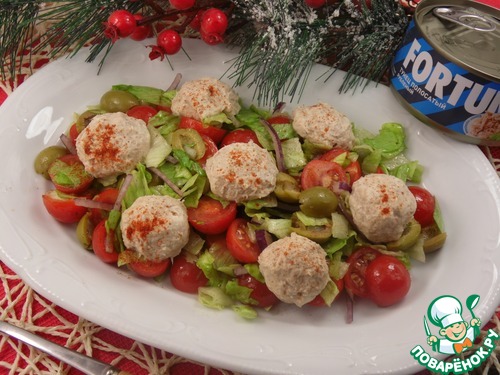 Салат с сырно-рыбными шариками Салат с сырно-рыбными шариками