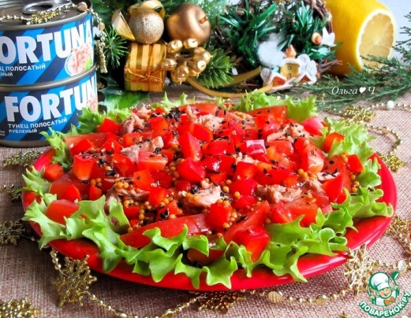 Салат "Тунец в красном"