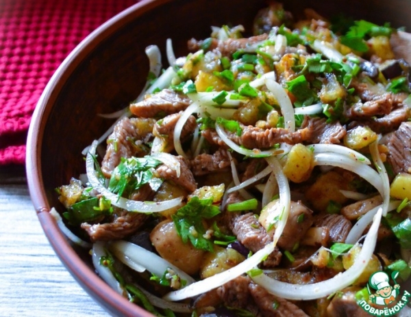 Салат "Жареный" с хрустящими баклажанами