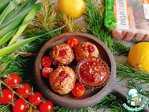 Шампиньоны с купатами и клюквой