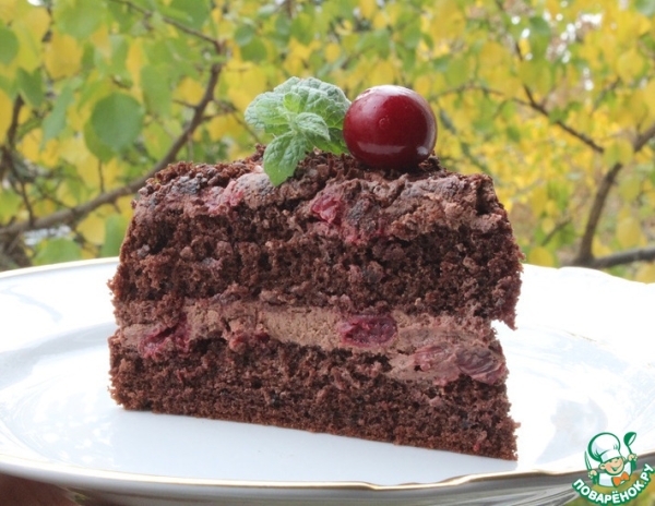 Шоколадный торт с вишней