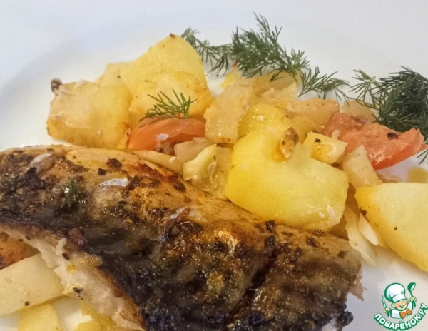 Скумбрия в духовке с картофелем Скумбрия в духовке с картофелем
