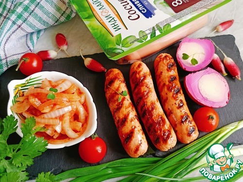 Сосиски с маринованными яйцами и луком Сосиски с маринованными яйцами и луком