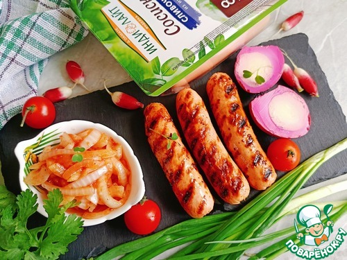 Сосиски с маринованными яйцами и луком Сосиски с маринованными яйцами и луком