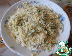 Советский рыбный салат "Мимоза" Советский рыбный салат "Мимоза"