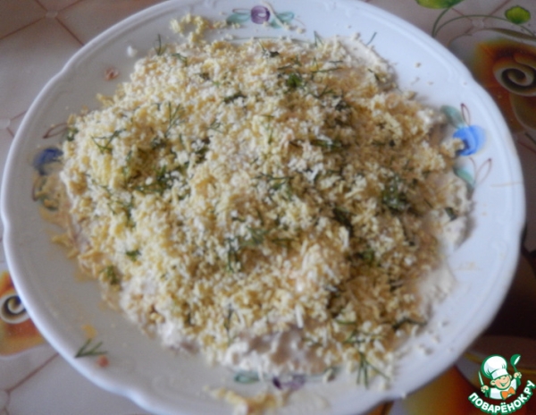 Советский рыбный салат "Мимоза" Советский рыбный салат "Мимоза"