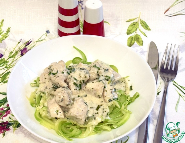 Спагетти из цуккини с курицей Спагетти из цуккини с курицей