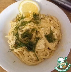 Спагетти с тофу, чесноком и лимоном Спагетти с тофу, чесноком и лимоном