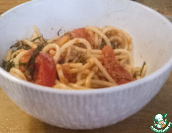 Спагетти со свежими помидорами Спагетти со свежими помидорами