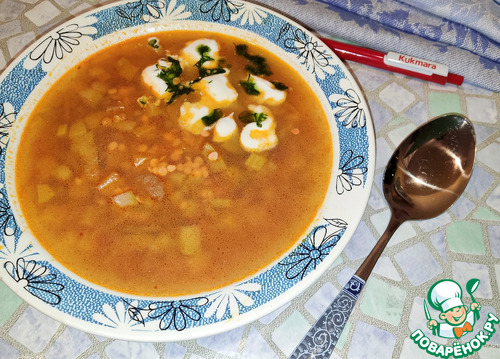 Суп из индейки с овощами и чечевицей