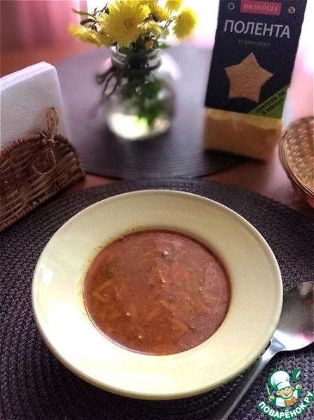 Суп из кильки с кукурузной полентой Суп из кильки с кукурузной полентой