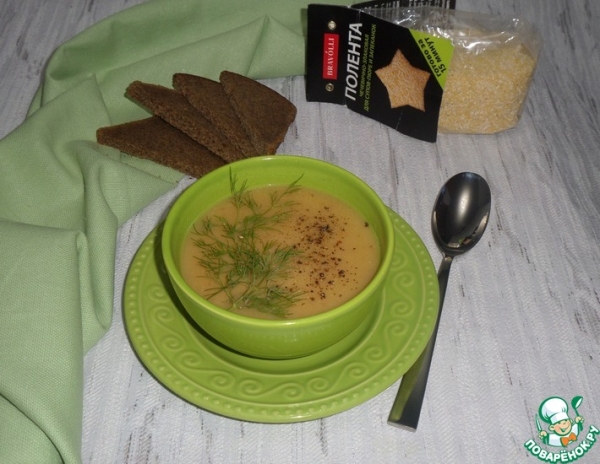 Суп-пюре с чечевично-злаковой полентой Суп-пюре с чечевично-злаковой полентой