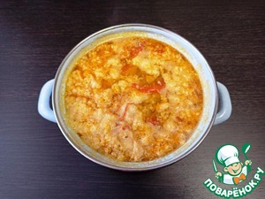 Суп с кукурузной полентой и яйцом Суп с кукурузной полентой и яйцом