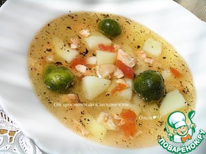 Суп с лососем и брюссельской капустой Суп с лососем и брюссельской капустой