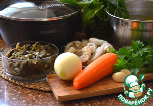 Суп с морской капустой и креветками