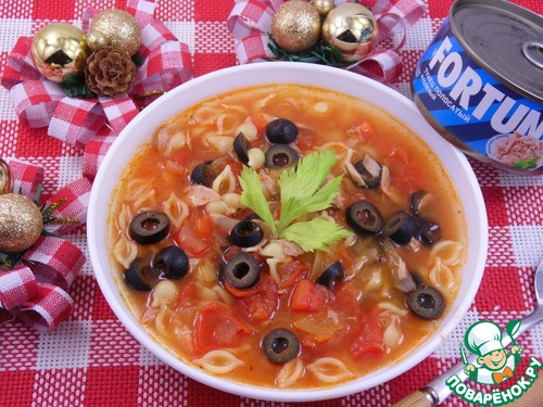 Суп с тунцом и пастой Суп с тунцом и пастой