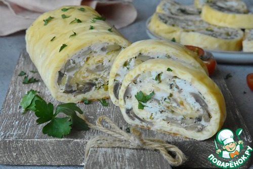 Сырный рулет с индейкой и грибами Сырный рулет с индейкой и грибами