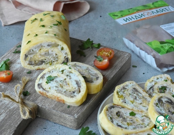 Сырный рулет с индейкой и грибами Сырный рулет с индейкой и грибами