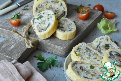 Сырный рулет с индейкой и грибами Сырный рулет с индейкой и грибами