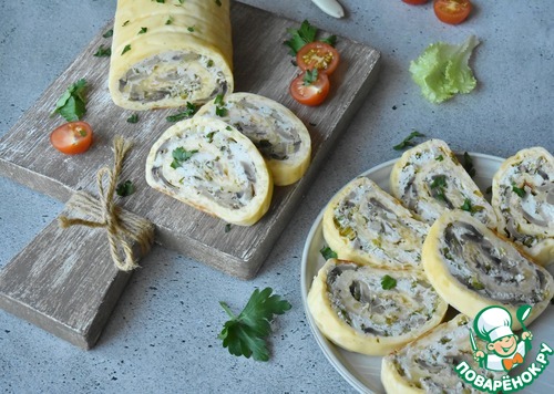 Сырный рулет с индейкой и грибами Сырный рулет с индейкой и грибами