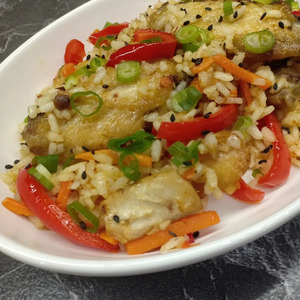 Тяхан с курицей и овощами