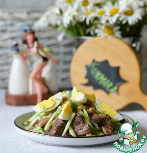 Тёплый салат из куриной печени с фасолью Тёплый салат из куриной печени с фасолью