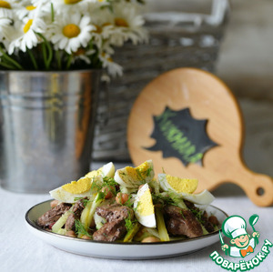 Тёплый салат из куриной печени с фасолью Тёплый салат из куриной печени с фасолью