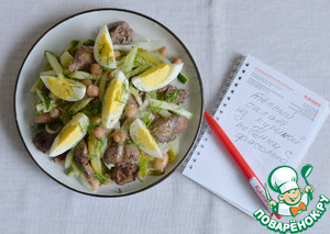 Тёплый салат из куриной печени с фасолью Тёплый салат из куриной печени с фасолью