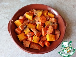 Тёплый салат с тыквой и тунцом Тёплый салат с тыквой и тунцом