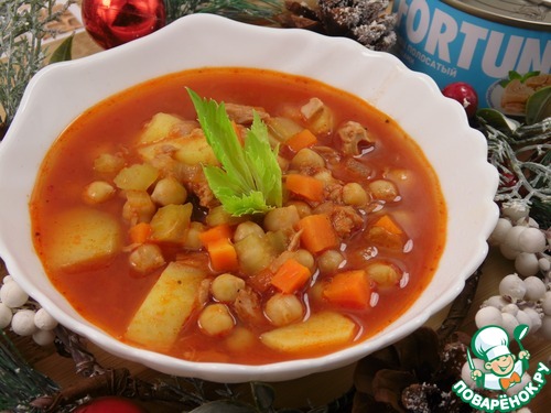 Томатный суп с тунцом и нутом