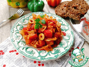Тушеная капуста с картофелем и оливками