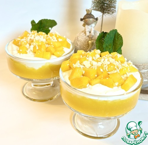 Творожно-кокосовый десерт с манго Творожно-кокосовый десерт с манго
