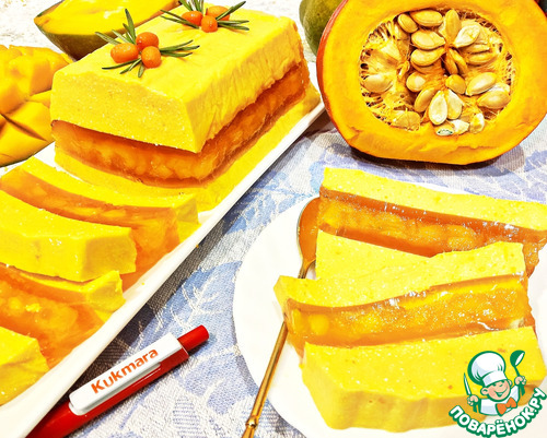 Творожно-тыквенный десерт с манговым желе