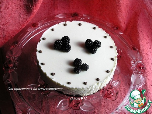 Творожно-зефирный торт с вишней Творожно-зефирный торт с вишней