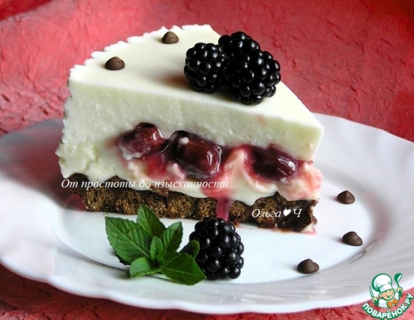 Творожно-зефирный торт с вишней Творожно-зефирный торт с вишней