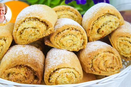 Творожные рулетики с ореховой начинкой Творожные рулетики с ореховой начинкой