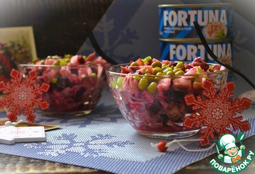 Винегрет с острой капустой и тунцом Винегрет с острой капустой и тунцом