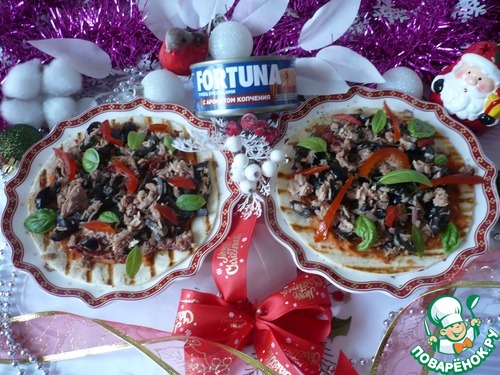 Закуска с тунцом на лепешке Закуска с тунцом на лепешке