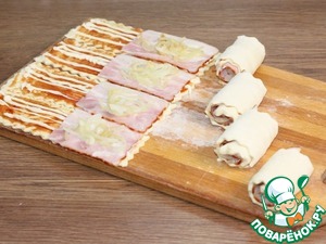 Закусочные слойки с копчено-вареным беконом Закусочные слойки с копчено-вареным беконом