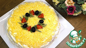 Закусочный торт из лаваша с ветчиной и сыром