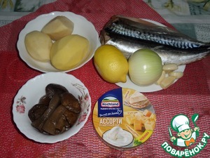 Запеченная скумбрия с овощами и сыром