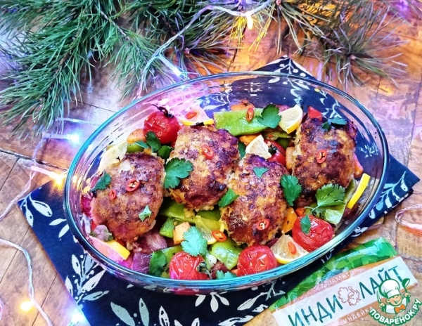 Запеченные котлеты из индейки с овощами Запеченные котлеты из индейки с овощами
